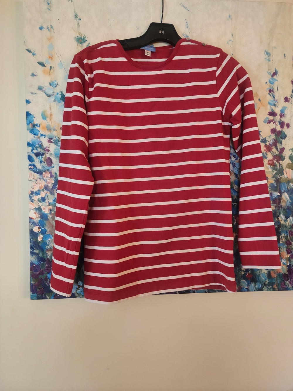 Cyrillus Red and White Striped Long-Sleeve Tee